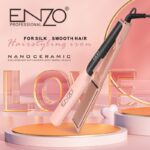 ⁦Enzo EN-2415 Wholesale Professional Wide Plate LCD Display Electric Heating Ceramic Coating Flat Iron Pink Hair Straightener Guangzhou⁩ - الصورة ⁦3⁩