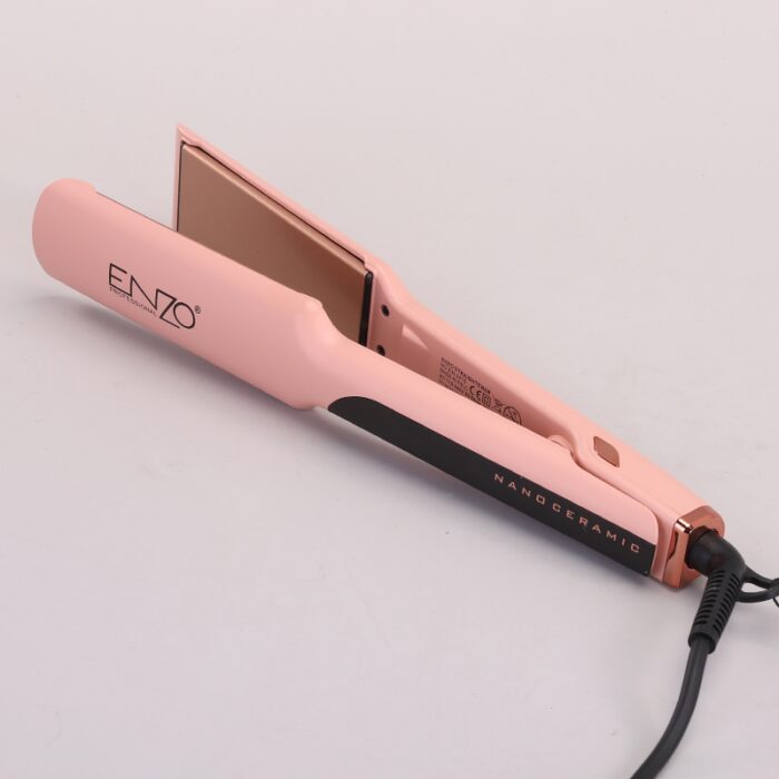 ⁦Enzo EN-2415 Wholesale Professional Wide Plate LCD Display Electric Heating Ceramic Coating Flat Iron Pink Hair Straightener Guangzhou⁩ - الصورة ⁦6⁩