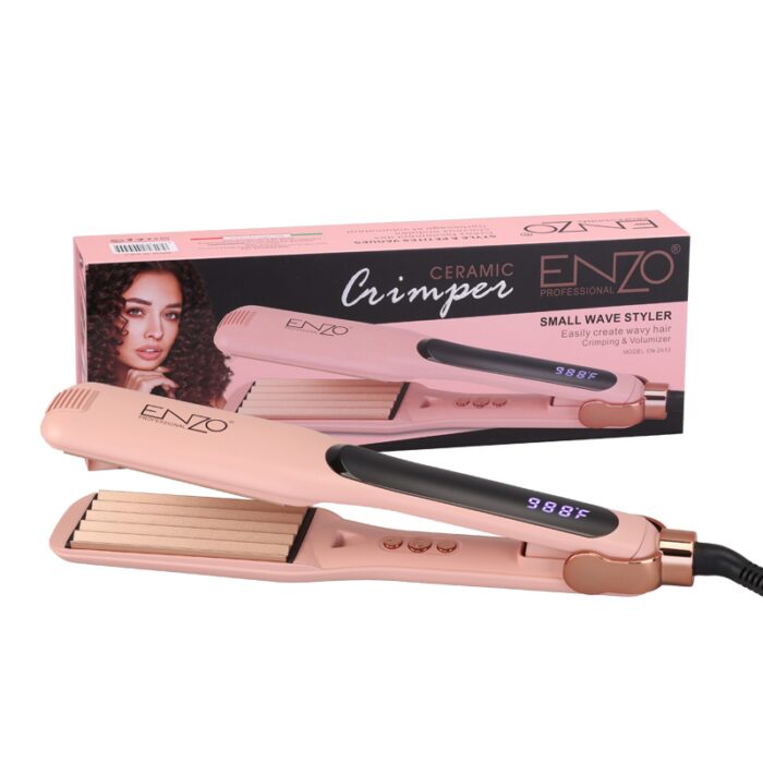 ⁦Enzo EN-2413 Flat Iron Hair Straightener Wave Hair Straightener Volumizing Iron 110-240V Dual Voltage Professional Hair Crimper⁩ - الصورة ⁦4⁩