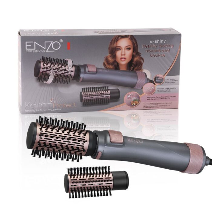 ⁦Enzo EN-759 Multi Function Hair Brush Fast Heating Wavy Hair Iron 2 in 1 One Step Auto Straightening Curling Hairdressing Tool⁩ - الصورة ⁦5⁩