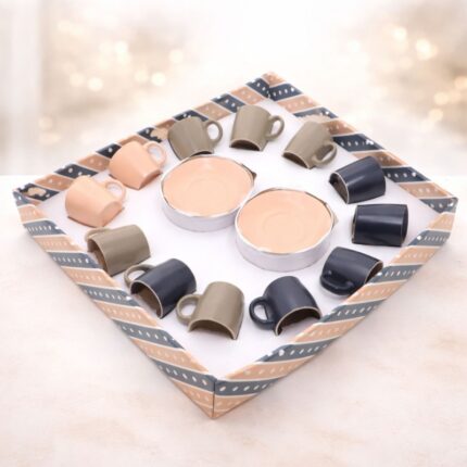 طقم فناجين قهوة بألوان متعدة عدد 12 كاسة