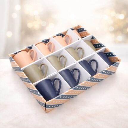 طقم كاسات بورسلان للشاي بألوان متعدة عدد 12 كاسة