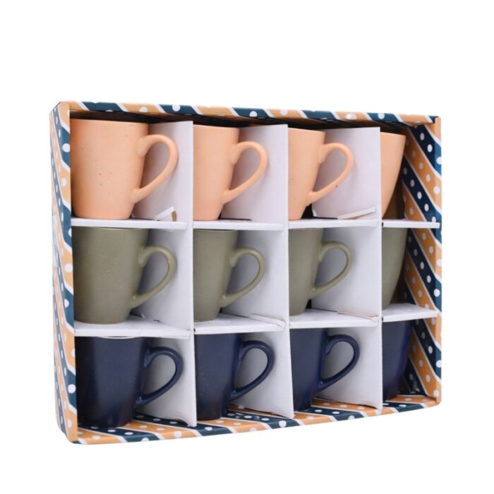 ⁦طقم كاسات بورسلان للشاي بألوان متعدة عدد 12 كاسة⁩ - الصورة ⁦4⁩