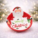 صحن بورسلان بتصميم ميري كريسمس لون أحمر