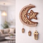 هلال رمضان كبير خشب وكروشيه - نكشة فن