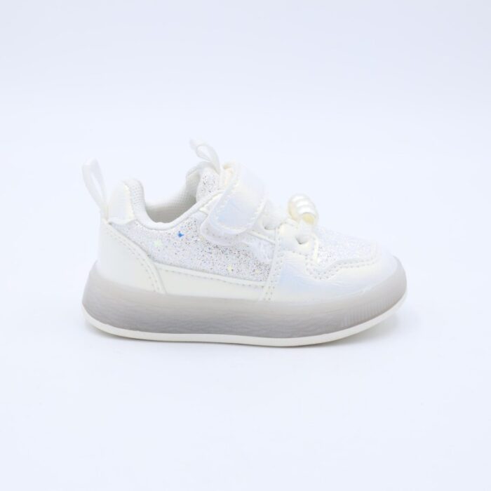 ⁦حذاء رياضي مضيء بشريط لاصق لون أبيض⁩ - الصورة ⁦5⁩