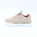 ⁦حذاء جلد بنعل مريح وعملي رياضي برباط للأطفال لون بيج⁩ - الصورة ⁦4⁩