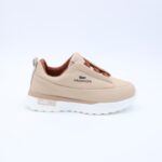 ⁦حذاء جلد بنعل مريح وعملي رياضي برباط وهمي لون بيج⁩ - الصورة ⁦4⁩