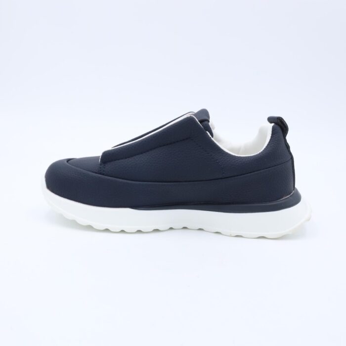 ⁦حذاء جلد بنعل مريح وعملي رياضي برباط وهمي لون كحلي⁩ - الصورة ⁦4⁩