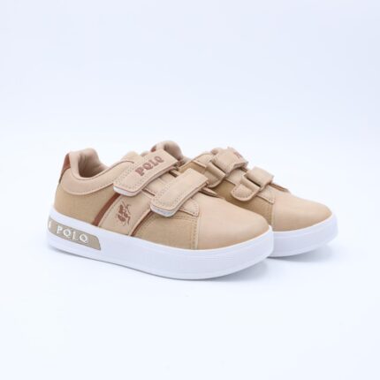 حذاء رياضي بشريطين لاصق لون بيج