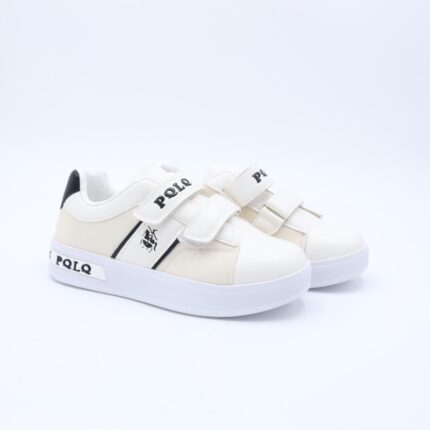 حذاء رياضي بشريطين لاصق لون ابيض