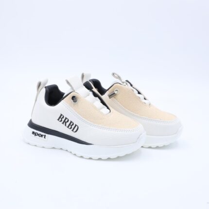 حذاء جلد بنعل مريح وعملي رياضي برباط وهمي لون أبيض