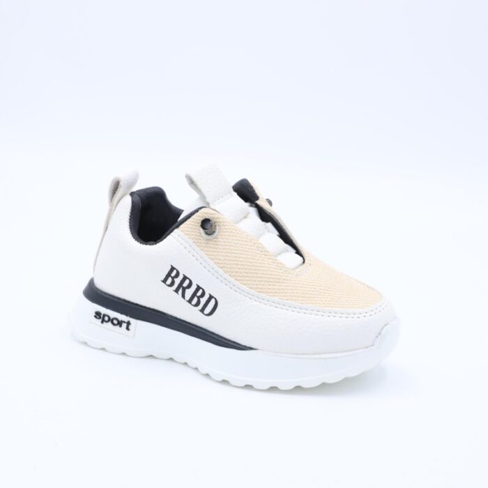 ⁦حذاء جلد بنعل مريح وعملي رياضي برباط وهمي لون أبيض⁩ - الصورة ⁦2⁩