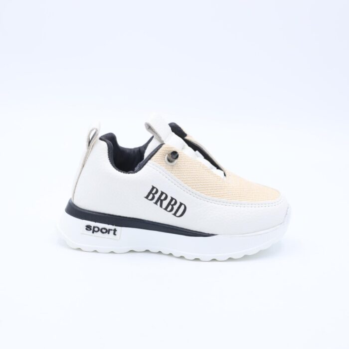 ⁦حذاء جلد بنعل مريح وعملي رياضي برباط وهمي لون أبيض⁩ - الصورة ⁦3⁩