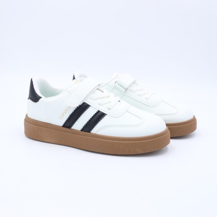 ⁦حذاء رياضي نعل عريض بناتي لون ابيض وأسود⁩ - الصورة ⁦2⁩