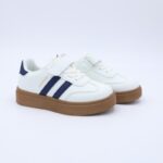 حذاء رياضي نعل عريض بناتي لون ابيض وكحلي