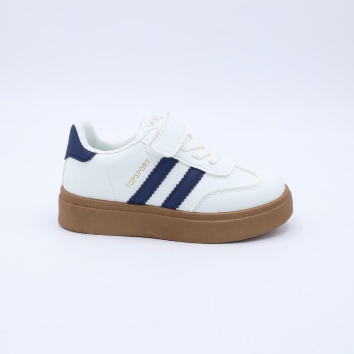 ⁦حذاء رياضي نعل عريض بناتي لون ابيض وكحلي⁩ - الصورة ⁦3⁩