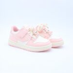 ⁦حذاء رياضي مع ستيكر لابوبو بشريط لاصق بناتي لون زهري وابيض⁩ - الصورة ⁦2⁩