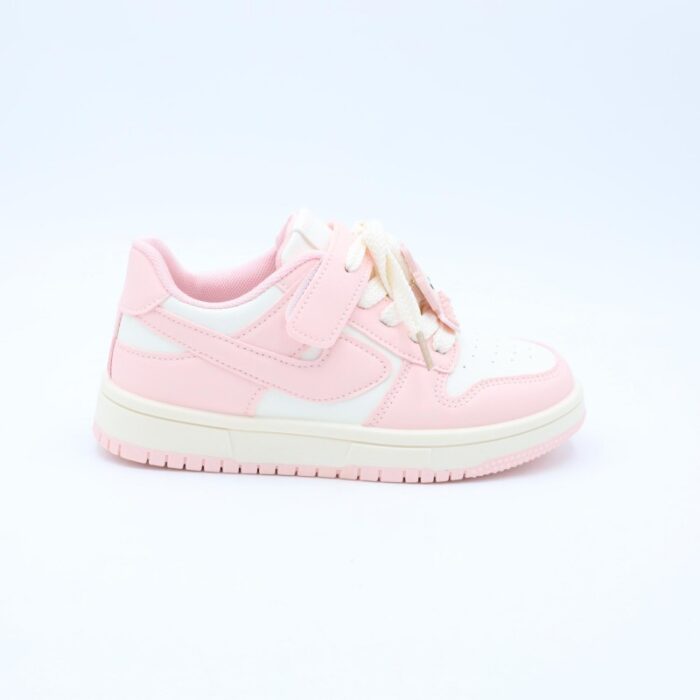 ⁦حذاء رياضي مع ستيكر لابوبو بشريط لاصق بناتي لون زهري وابيض⁩ - الصورة ⁦4⁩