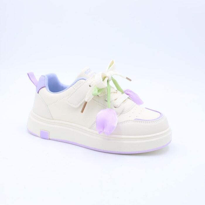 ⁦حذاء رياضي للأطفال لون ابيض وبنفسجي⁩ - الصورة ⁦2⁩