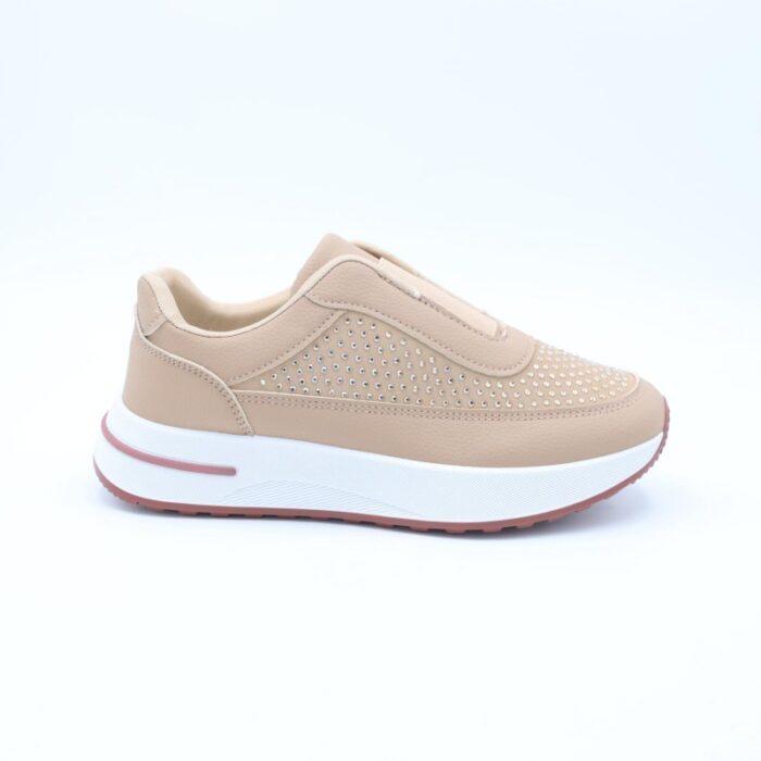 ⁦حذاء رياضي بنعل مريح وعملي للنساء لون كاكي⁩ - الصورة ⁦3⁩