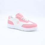 ⁦حذاء رياضي جلد للنساء لون زهري وابيض⁩ - الصورة ⁦3⁩