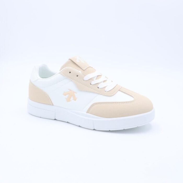 ⁦حذاء رياضي جلد للنساء لون ابيض وبيج⁩ - الصورة ⁦3⁩