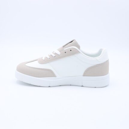 حذاء رياضي جلد للنساء لون بني وابيض