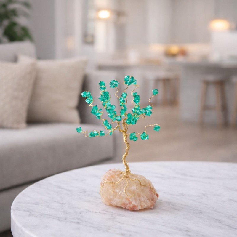 103398350_697dc0942aa6e شجر بالأسلاك المعدنية وخرز الكرستال لون اخضر - الصورة 1