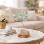 شجر بالأسلاك المعدنية وخرز الكرستال ازرق فاتح