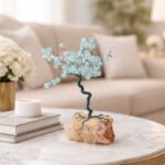 شجر بالأسلاك المعدنية وخرز الكرستال لون ازرق