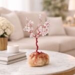 شجر بالأسلاك المعدنية وخرز الكرستال لون شفاف