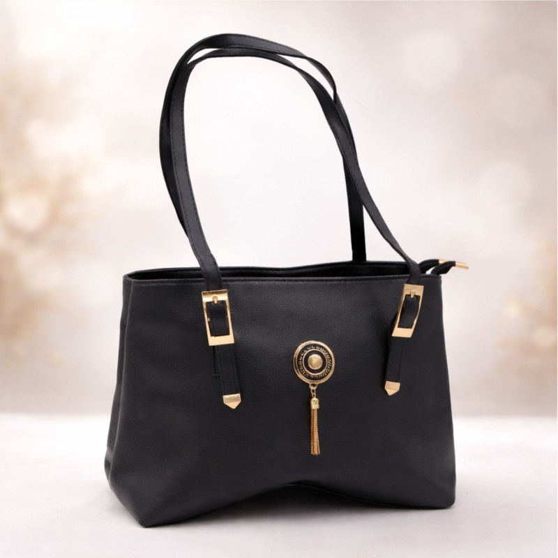 ⁦شنطة نسائية تصميم فيرزاتشي للنساء لون أسود⁩ - الصورة ⁦1⁩