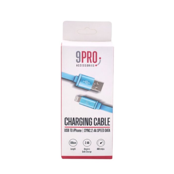 ⁦9Pro Charging Cable USB To IPhone 1M-Blue⁩ - الصورة ⁦2⁩