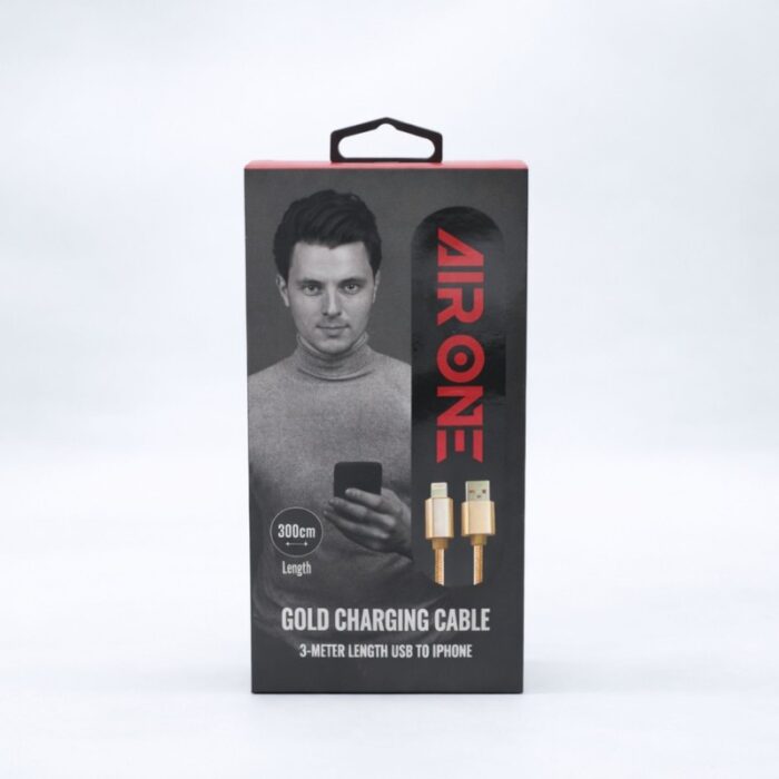 ⁦AIR ONE Charging Cable USB To IPhone 3M-Gold⁩ - الصورة ⁦2⁩