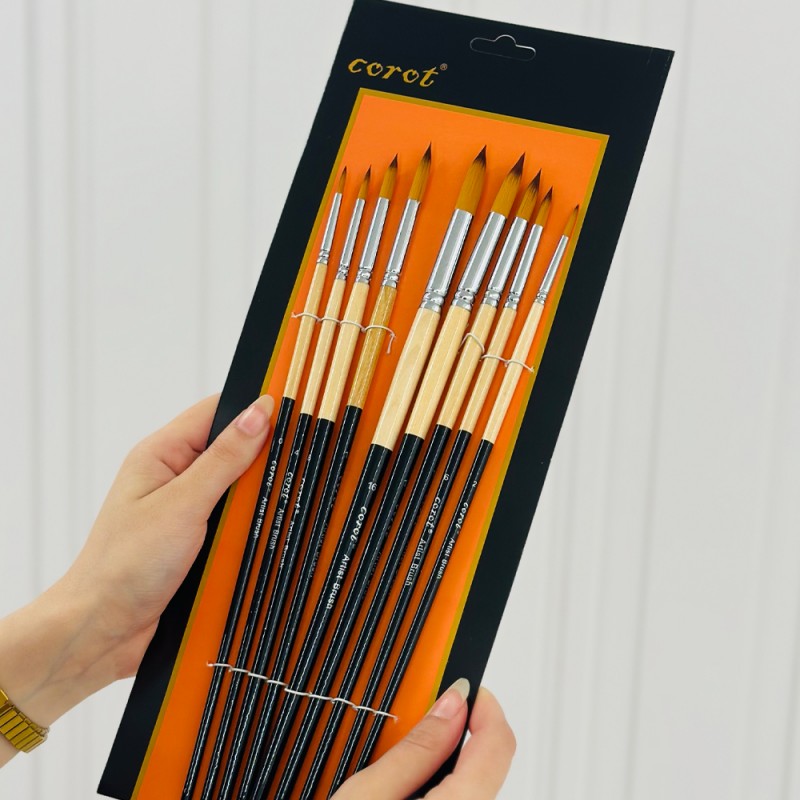 ⁦طقم فراشي رسم برأس مُدبب 9 قطع⁩ - الصورة ⁦1⁩