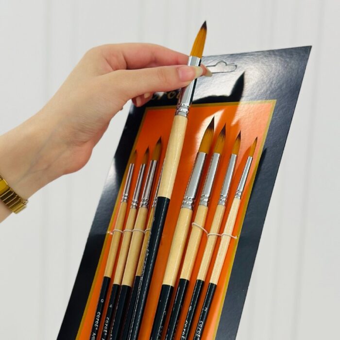 ⁦طقم فراشي رسم برأس مُدبب 9 قطع⁩ - الصورة ⁦2⁩