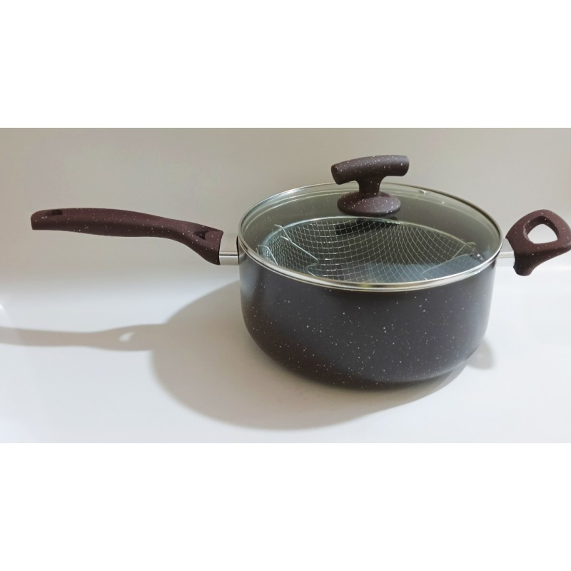 ⁦طنجرة قلي جرانيت مع مصفاه قياس 24 سم⁩ - الصورة ⁦1⁩