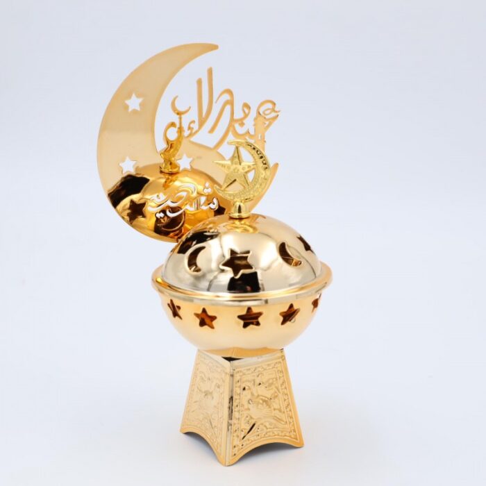 ⁦مبخرة بغطاء بتصميم عيد مبارك لون ذهبي⁩ - الصورة ⁦2⁩