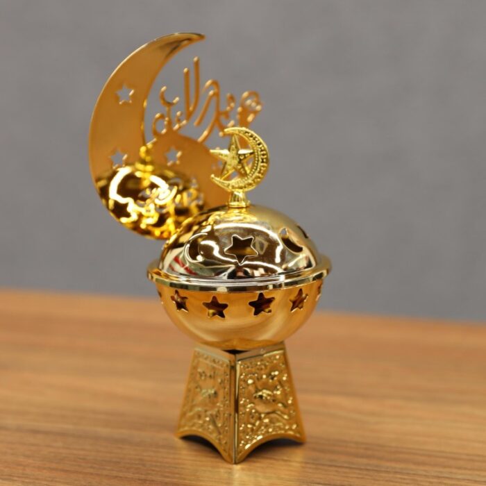 ⁦مبخرة بغطاء بتصميم عيد مبارك لون ذهبي⁩ - الصورة ⁦4⁩