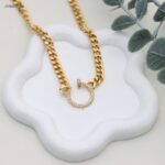 سلسال جنزير شكل مسمار دائري لون ذهبي