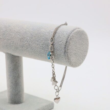 سوار سلسلة مع تعليقات فراشة لون فضي