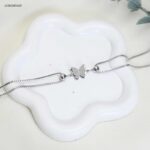 سوار تو لاين مع فراشات لون فضي