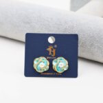 حلق على شكل وردة ملونة مع زركون لون ذهبي وازرق