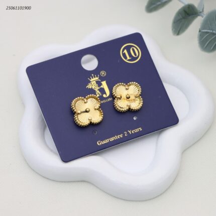 حلق شكل وردة رباعية لون ذهبي