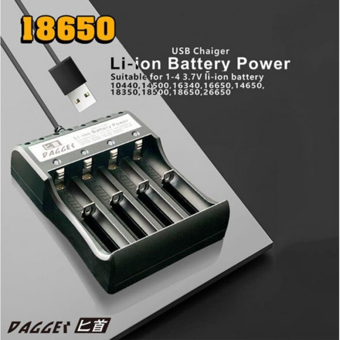 ⁦قاعدة شحن بطاريات قابلة للشحن 18650 - يمكن شحن 4 بطاريات في نفس الوقت - بمنفذ USB⁩ - الصورة ⁦2⁩