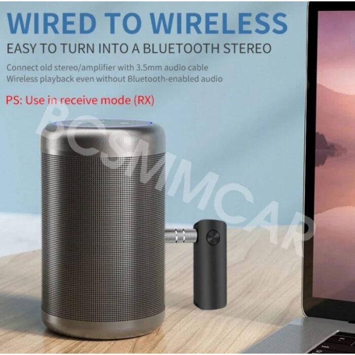 ⁦محول صوت أوكس - يعمل بتقنية البلوتوث 5.3 - مثالي للسيارة والمنزل - قابل لاعادة الشحن⁩ - الصورة ⁦3⁩