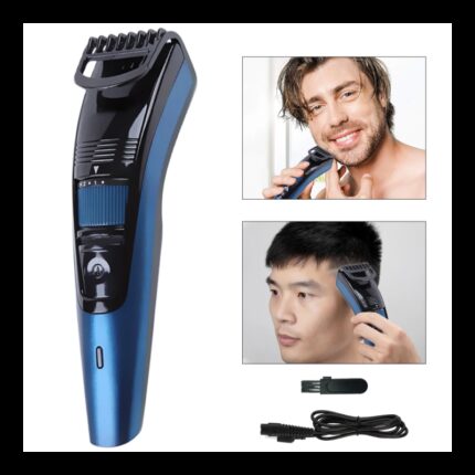 ماكينة حلاقة كهربائية Kemei احترافية للشعر واللحية للرجال ذات رأس واحد - مزودة بعدّاد للتحكم بمستوى ارتفاع الرأس لحلاقة مثالية دائما