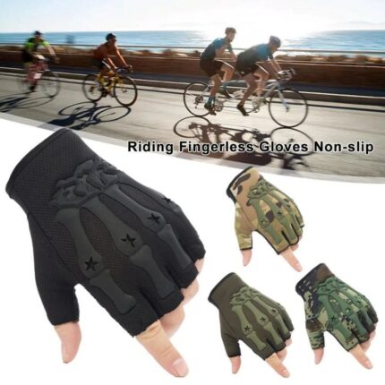 قفازات كفوف شتوية رياضية نصف اصبع، مثالية في الجيم - قفازات لياقة بدنية وكمال الأجسام ورفع الأثقال في الجيم - لون أسود