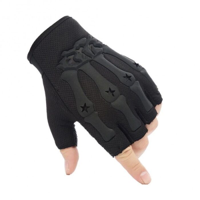 ⁦قفازات كفوف شتوية رياضية نصف اصبع، مثالية في الجيم - قفازات لياقة بدنية وكمال الأجسام ورفع الأثقال في الجيم - لون أسود⁩ - الصورة ⁦2⁩